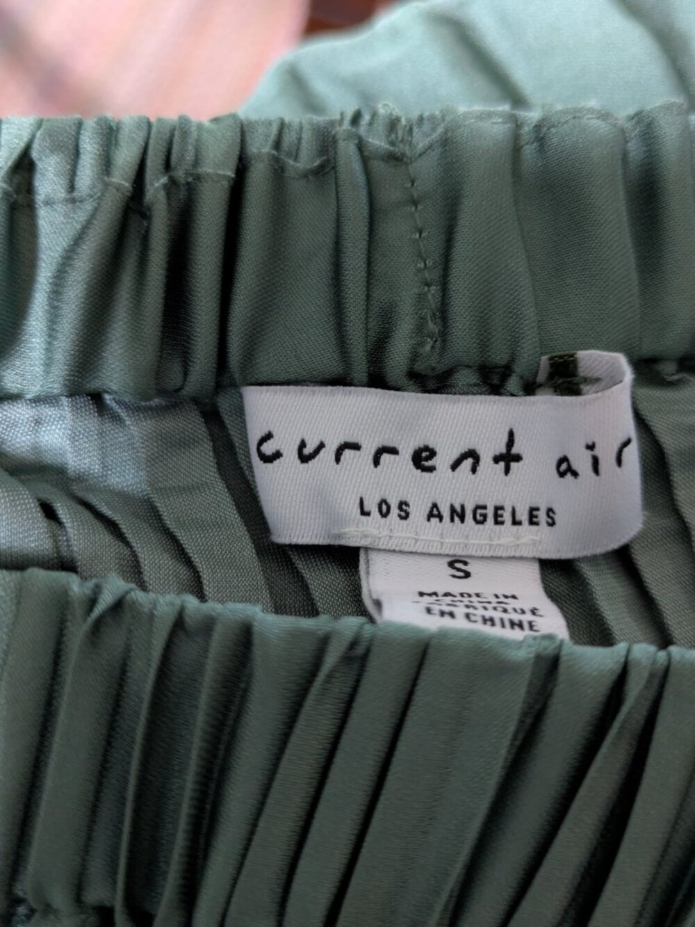 Current Air (Anthropologie Partner) High Waisted Pleated Green Maxi Skirt, Sz S - Picture 5 of 6